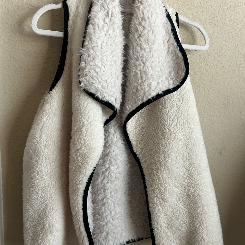 White Fleece Vest with Black Trim